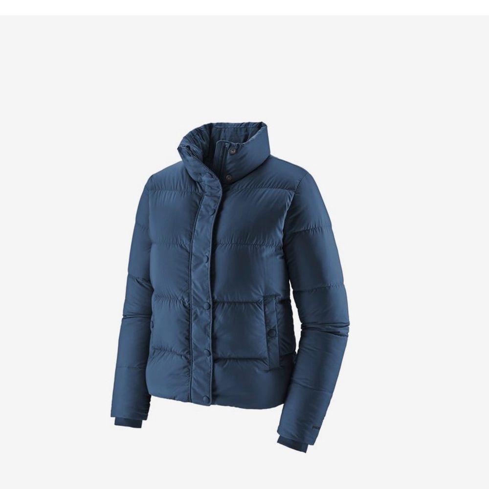 Patagonia women’s silent down jacket in stone blue